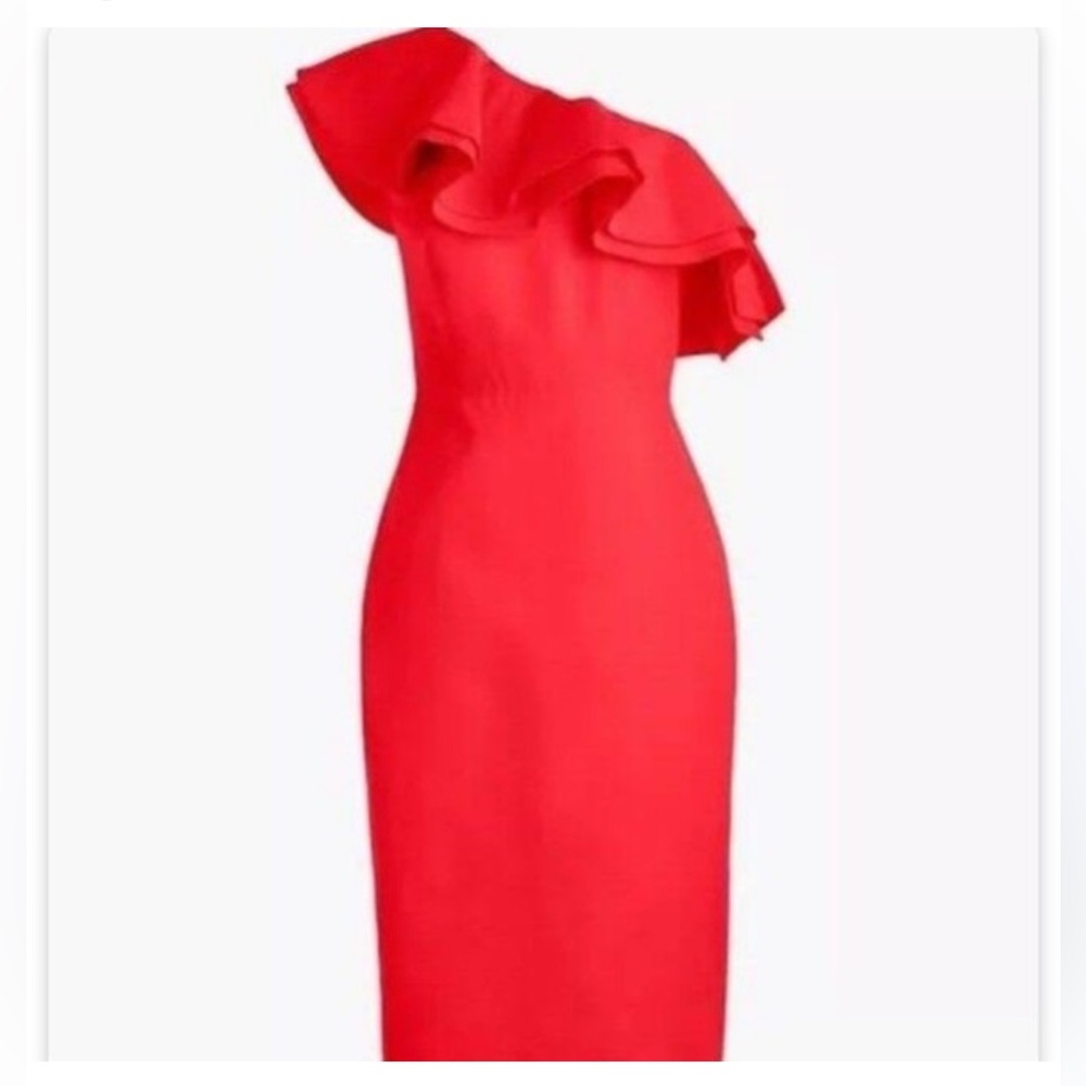 J Crew One Shoulder Ruffle Dress